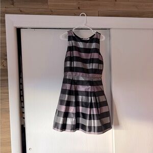 Charming Charlie Metallic Black and Purple Striped Dress